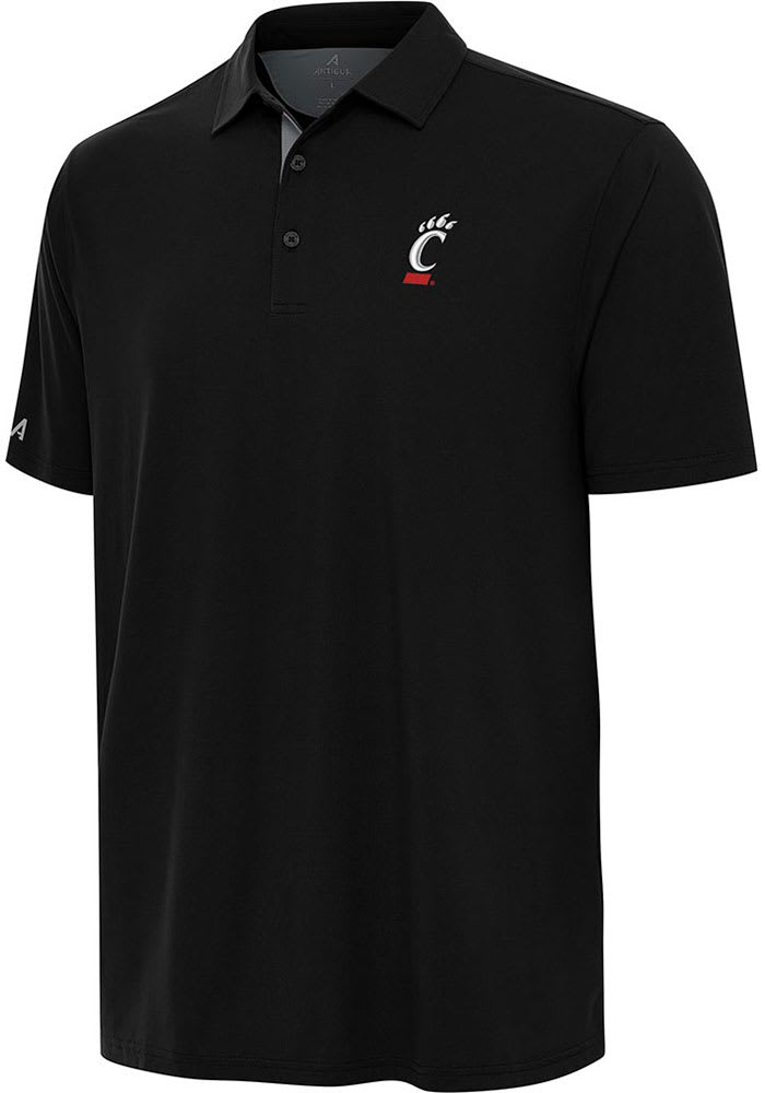 Antigua Cincinnati Bearcats Mens Black Era Short Sleeve Polo