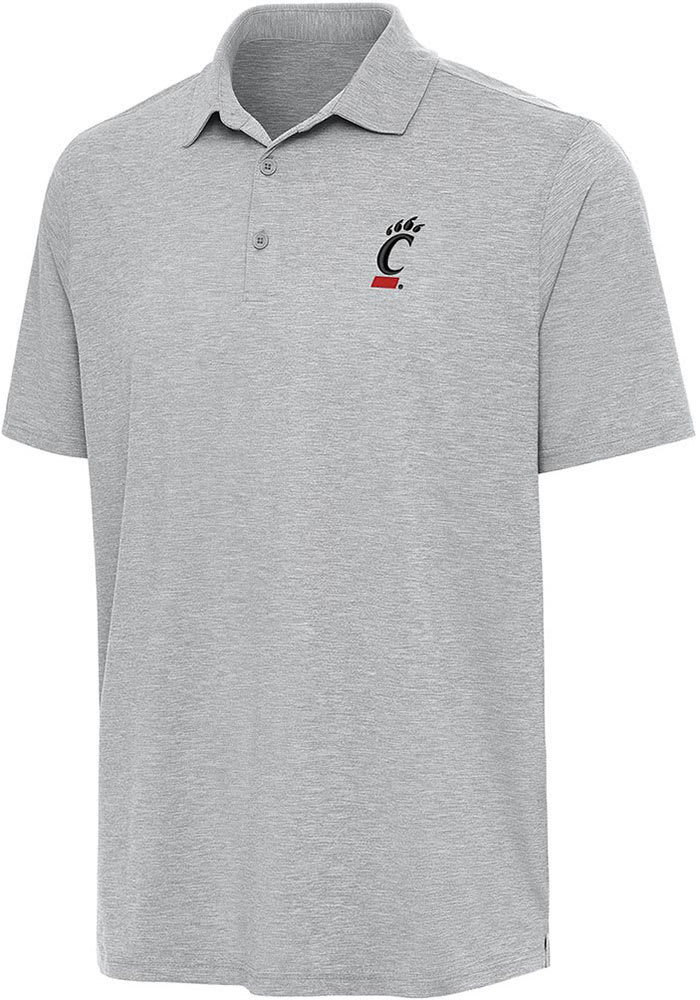 Antigua Cincinnati Bearcats Mens Grey Par 3 Short Sleeve Polo