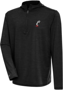 Mens Cincinnati Bearcats Black Antigua Tidy Qtr Zip Pullover