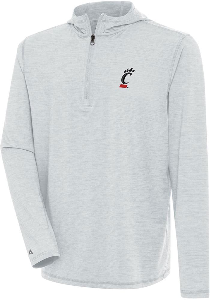 Antigua Cincinnati Bearcats Mens Grey Tidy Long Sleeve 1/4 Zip Pullover