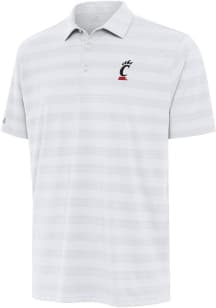 Mens Cincinnati Bearcats White Antigua Tunnel Short Sleeve Polo Shirt