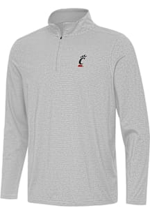 Antigua Cincinnati Bearcats Mens Grey Twine Long Sleeve Qtr Zip Pullover