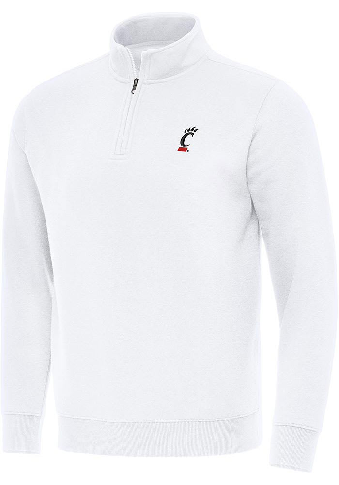 Antigua Cincinnati Bearcats Mens White Victory Long Sleeve 1/4 Zip Pullover