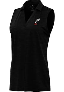 Womens Cincinnati Bearcats Black Antigua Layout Polo Shirt