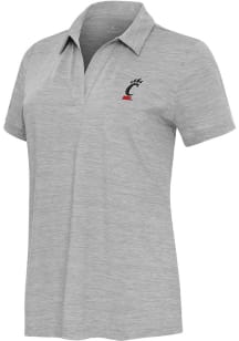 Womens Cincinnati Bearcats Grey Antigua Layout Short Sleeve Polo Shirt