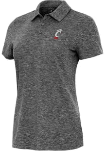 Womens Cincinnati Bearcats Black Antigua Matter Short Sleeve Polo Shirt