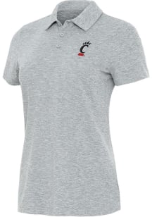 Womens Cincinnati Bearcats Grey Antigua Matter Short Sleeve Polo Shirt