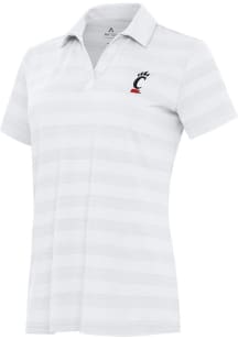 Womens Cincinnati Bearcats White Antigua Tunnel Short Sleeve Polo Shirt