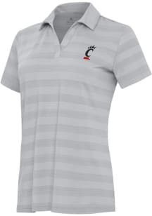 Womens Cincinnati Bearcats Grey Antigua Tunnel Short Sleeve Polo Shirt