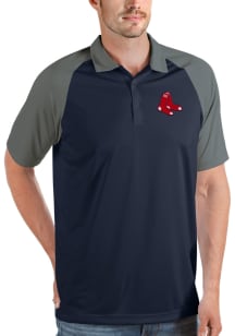 Antigua Boston Red Sox Mens Navy Blue Nova Short Sleeve Polo