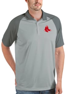 Antigua Boston Red Sox Mens Silver Nova Short Sleeve Polo