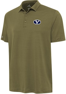 Antigua BYU Cougars Mens Olive Reprocess Recycled Short Sleeve Polo