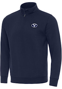 Antigua BYU Cougars Mens Navy Blue Victory Long Sleeve Qtr Zip Pullover