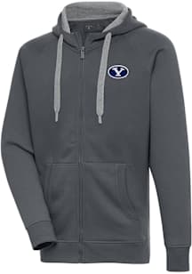 Antigua BYU Cougars Mens Charcoal Victory Long Sleeve Full Zip Jacket