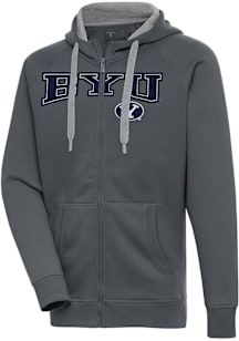 Antigua BYU Cougars Mens Charcoal Split Victory Long Sleeve Full Zip Jacket