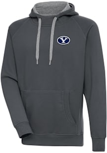 Antigua BYU Cougars Mens Charcoal Victory Long Sleeve Hoodie