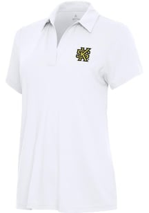 Antigua Kennesaw State Owls Womens White Era Short Sleeve Polo Shirt