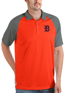 Antigua Detroit Tigers Mens Orange Nova Short Sleeve Polo
