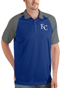 Antigua Kansas City Royals Mens Blue Nova Short Sleeve Polo