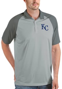 Antigua Kansas City Royals Mens Silver Nova Short Sleeve Polo