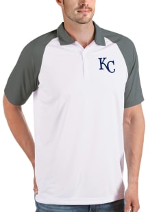 Antigua Kansas City Royals Mens White Nova Short Sleeve Polo