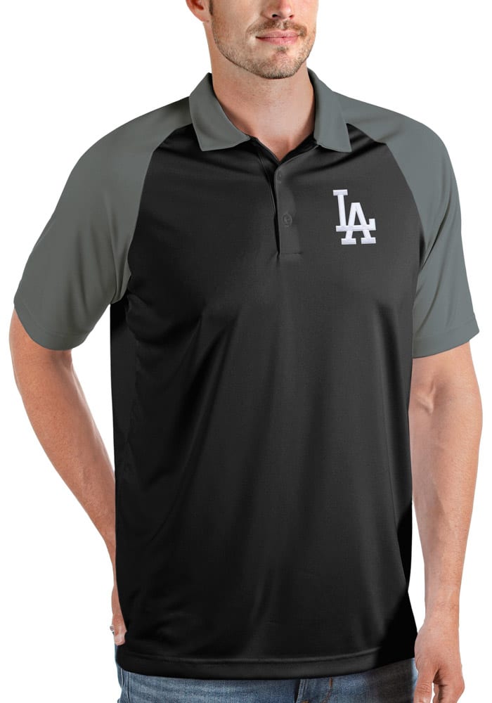 Men's Antigua Black Los Angeles Dodgers Affluent Polo Size: Small