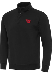 Antigua Dayton Flyers Mens Black Victory Long Sleeve Qtr Zip Pullover