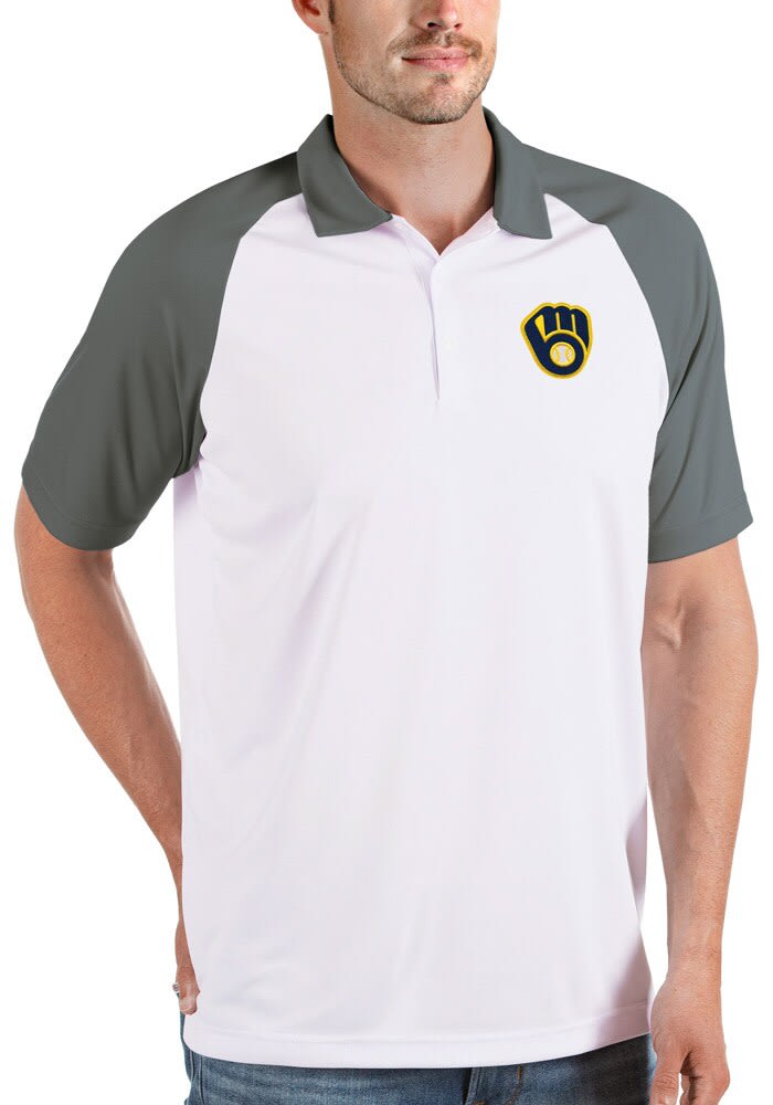 Men's Antigua White Milwaukee Brewers Spark Polo