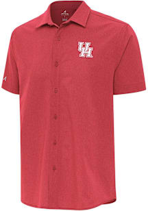 Antigua Houston Cougars Mens Red Activate Short Sleeve Dress Shirt