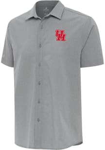 Antigua Houston Cougars Mens Grey Activate Short Sleeve Dress Shirt