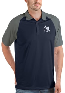 Antigua New York Yankees Mens Navy Blue Nova Short Sleeve Polo