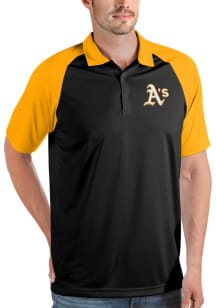 Antigua Oakland Athletics Mens Black Nova Short Sleeve Polo
