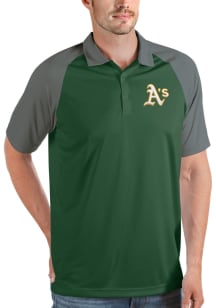 Antigua Oakland Athletics Mens Green Nova Short Sleeve Polo