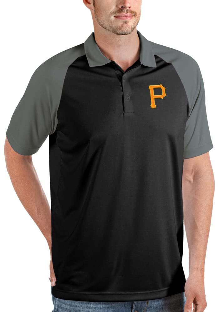 Antigua Pittsburgh Pirates Mens Black Tribute Short Sleeve Polo