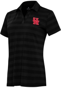 Antigua Houston Cougars Womens Black Tunnel Short Sleeve Polo Shirt