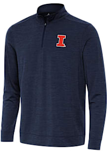 Antigua Illinois Fighting Illini Mens Navy Blue Bright Long Sleeve Qtr Zip Pullover