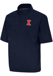 Mens Illinois Fighting Illini Navy Blue Antigua Brisk Short Sleeve Jacket