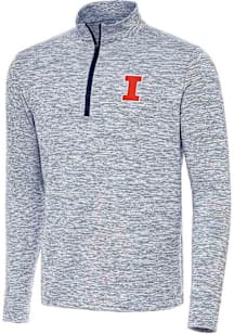 Antigua Illinois Fighting Illini Mens Navy Blue Cause Long Sleeve Qtr Zip Pullover