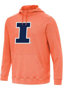 Mens Illinois Fighting Illini Orange Antigua Full Front Cloud Hooded Sweatshirt