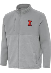 Mens Illinois Fighting Illini Grey Antigua Daily Fused Medium Weight Jacket