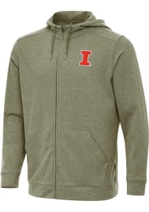 Mens Illinois Fighting Illini Olive Antigua Effortless Light Weight Jacket