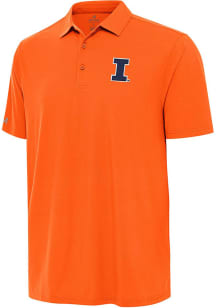 Mens Illinois Fighting Illini Orange Antigua Era Short Sleeve Polo Shirt