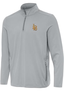 Antigua Cal State Long Beach Mens Grey Perilous Long Sleeve Qtr Zip Pullover