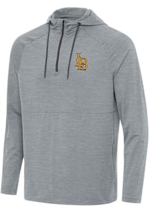 Antigua Cal State Long Beach Mens Grey Spikes Long Sleeve Qtr Zip Pullover