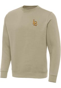 Antigua Cal State Long Beach Mens Khaki Victory Long Sleeve Crew Sweatshirt