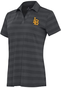 Antigua Cal State Long Beach Womens Grey Tunnel Short Sleeve Polo Shirt
