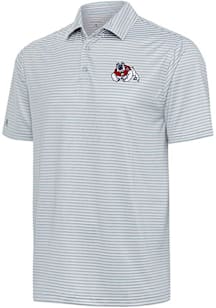 Antigua Fresno State Bulldogs Mens Grey Skills Short Sleeve Polo