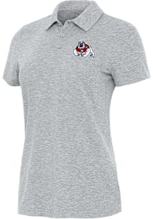 Antigua Fresno State Bulldogs Womens Grey Matter Short Sleeve Polo Shirt