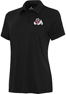 Antigua Fresno State Bulldogs Womens Black Reprocess Recycled Short Sleeve Polo Shirt