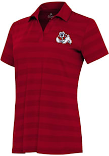 Antigua Fresno State Bulldogs Womens Red Tunnel Short Sleeve Polo Shirt
